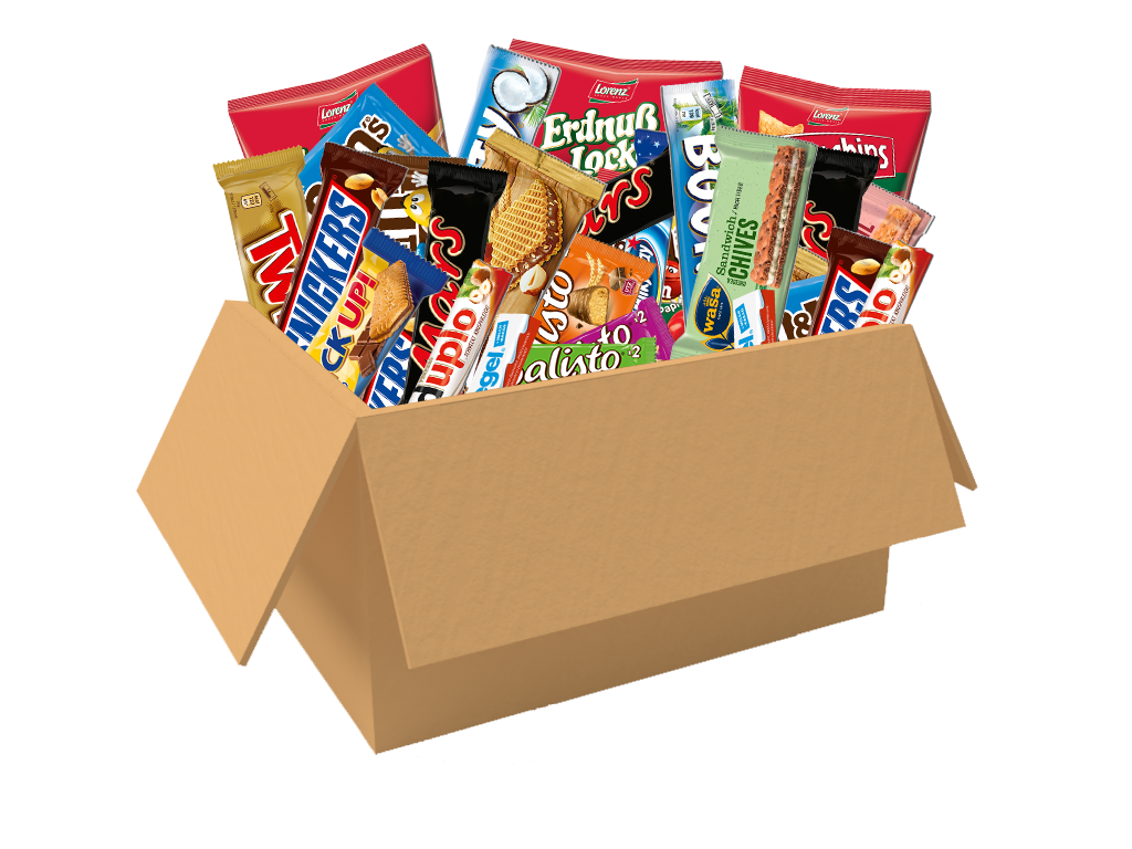 Retterbox mit verschiedenen Marken-Snacks